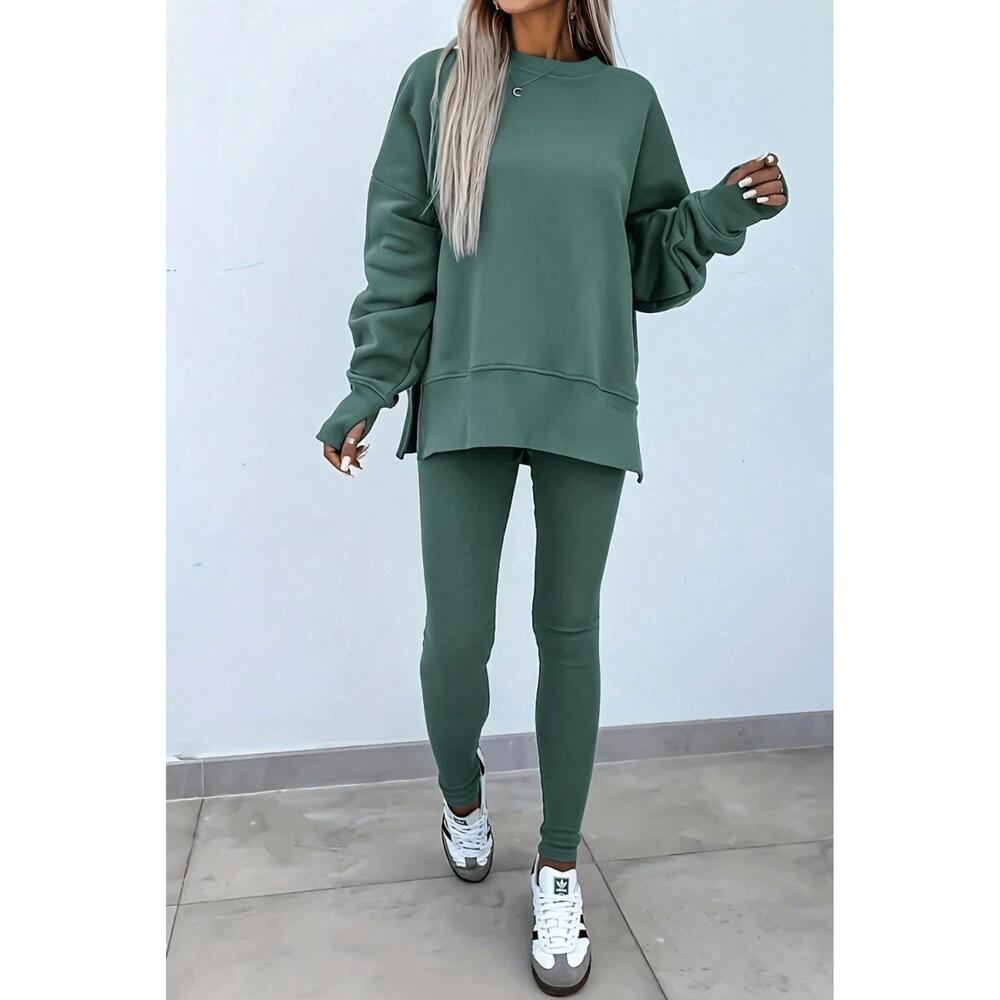 NEW LOVESOFT oversized lounge set with ribbed leggings in green bay